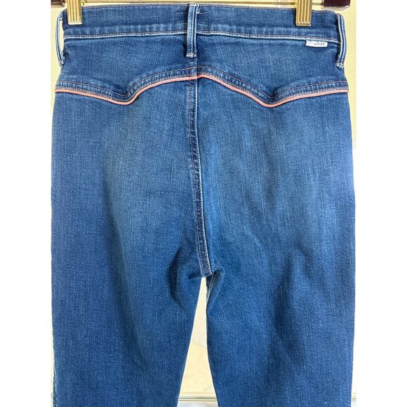 Mother Jeans Size 26 The Snap Hustler Flare Ankle Piping Accent Stretch Med Blue - Picture 8 of 12